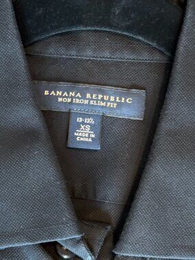 Banana Republic Slim Fit Dress French Cuff Shirt - Black Check - XS